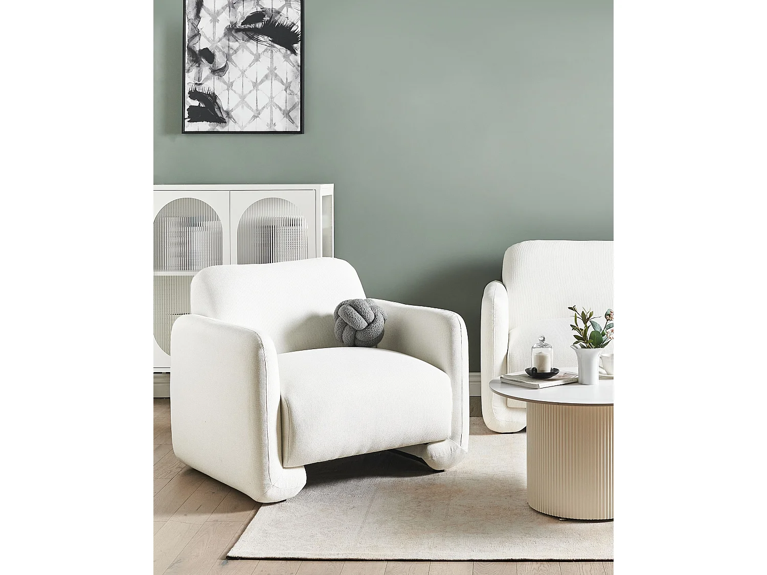 Fauteuil SALAND Tissu Blanc