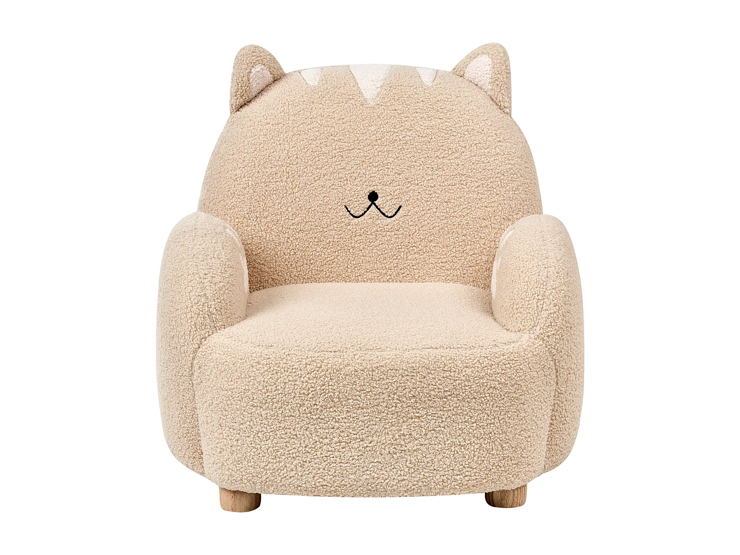 Poltrona para crianças forma de gato em tecido bouclé creme ZOAR