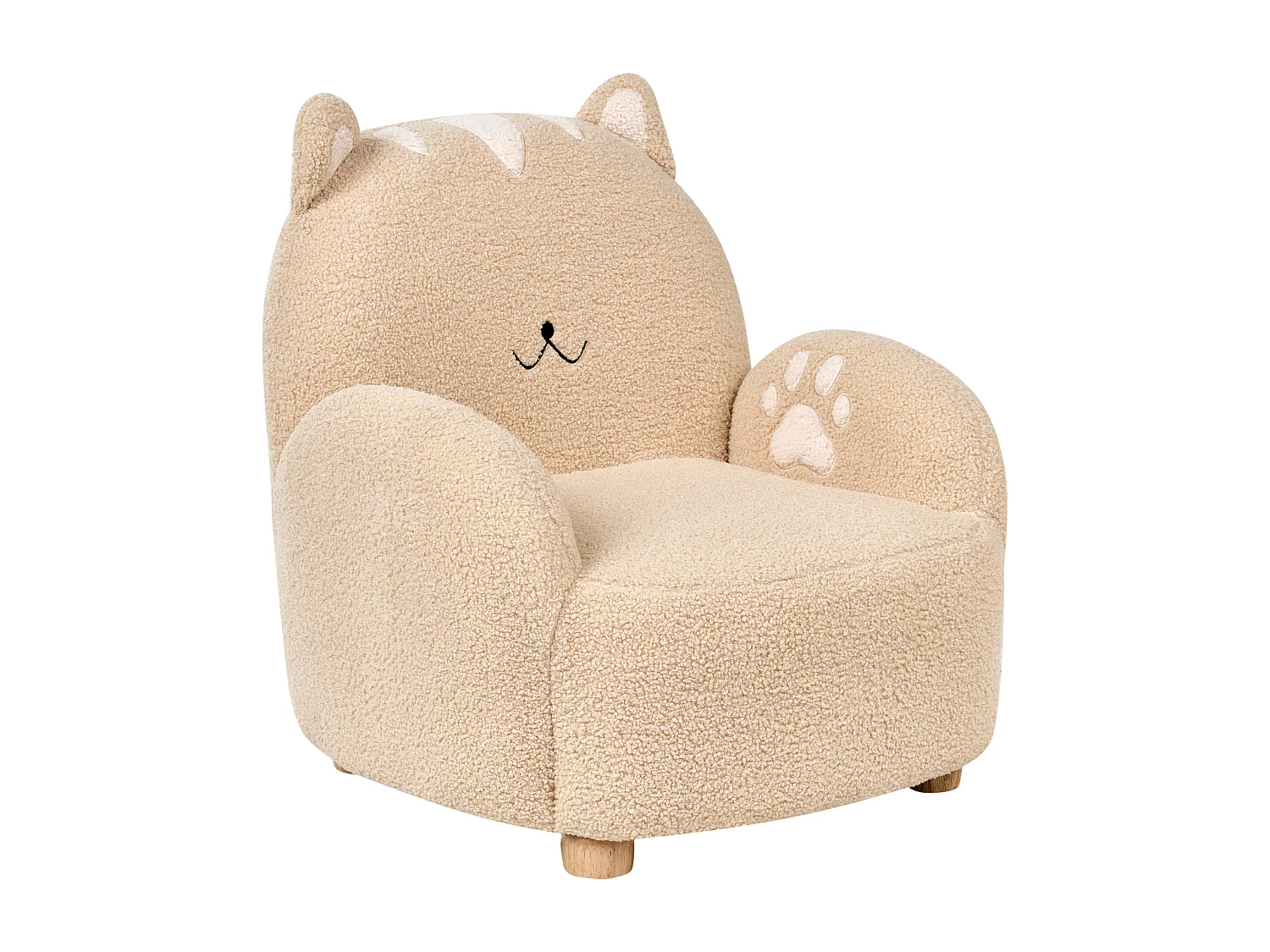 Kindersessel Bouclé beige Katze ZOAR