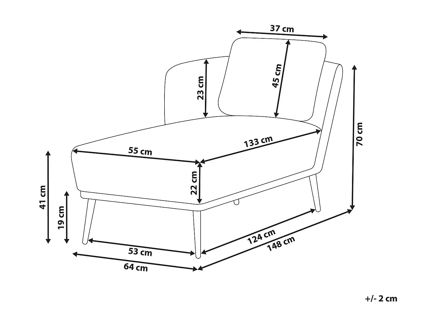 Chaise longue côté droit ARTHEZE Tissu Gris