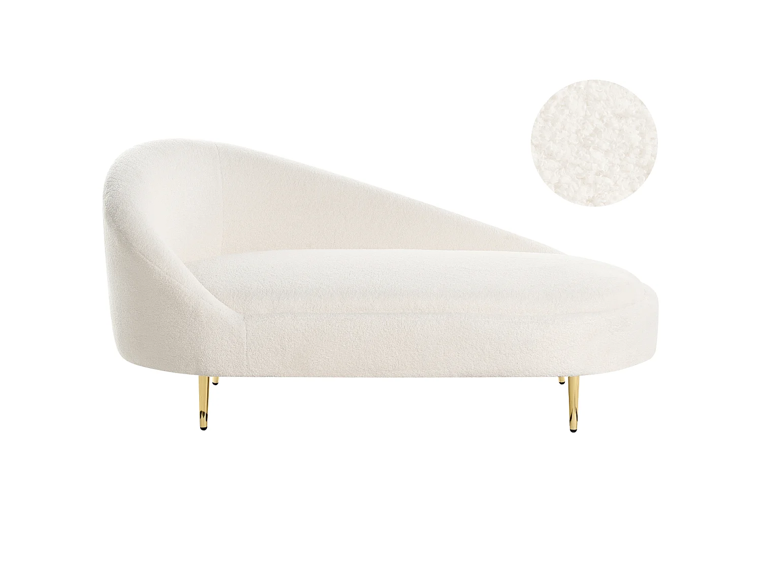 Left-Hand Chaise Longue VALREAS Boucle Off-White