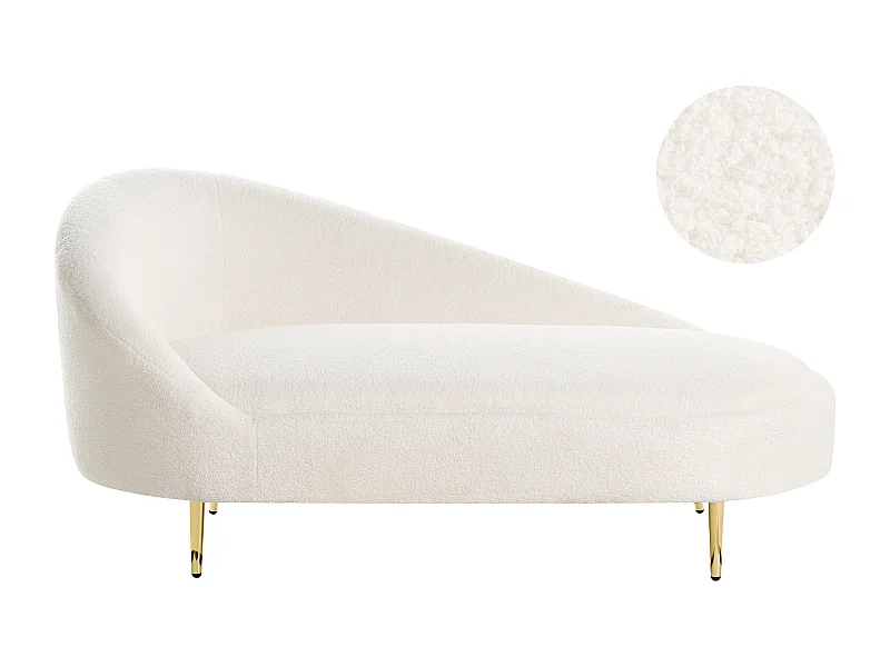Chaise longue côté gauche VALREAS Bouclé Blanc cassé