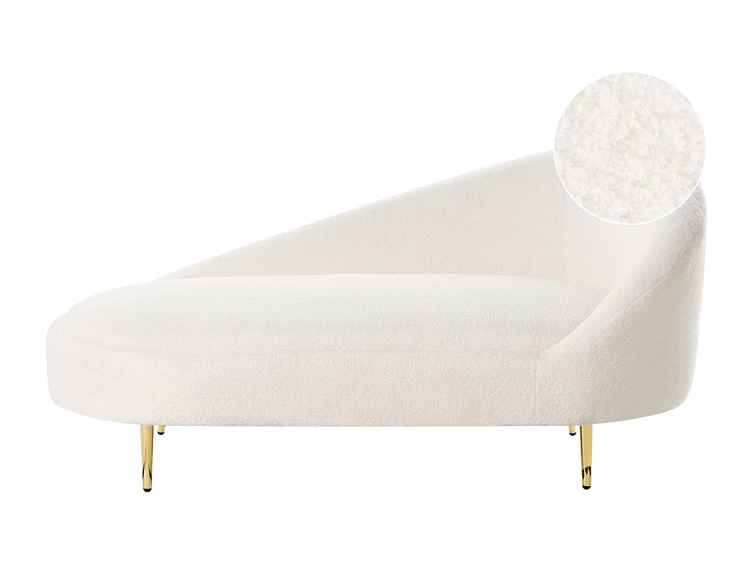 Chaise longue à direita VALREAS Bouclé Branco creme