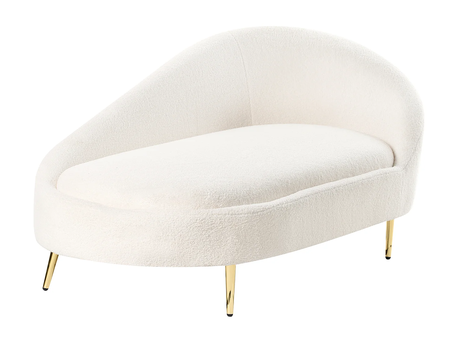 Chaise longue à direita VALREAS Bouclé Branco creme
