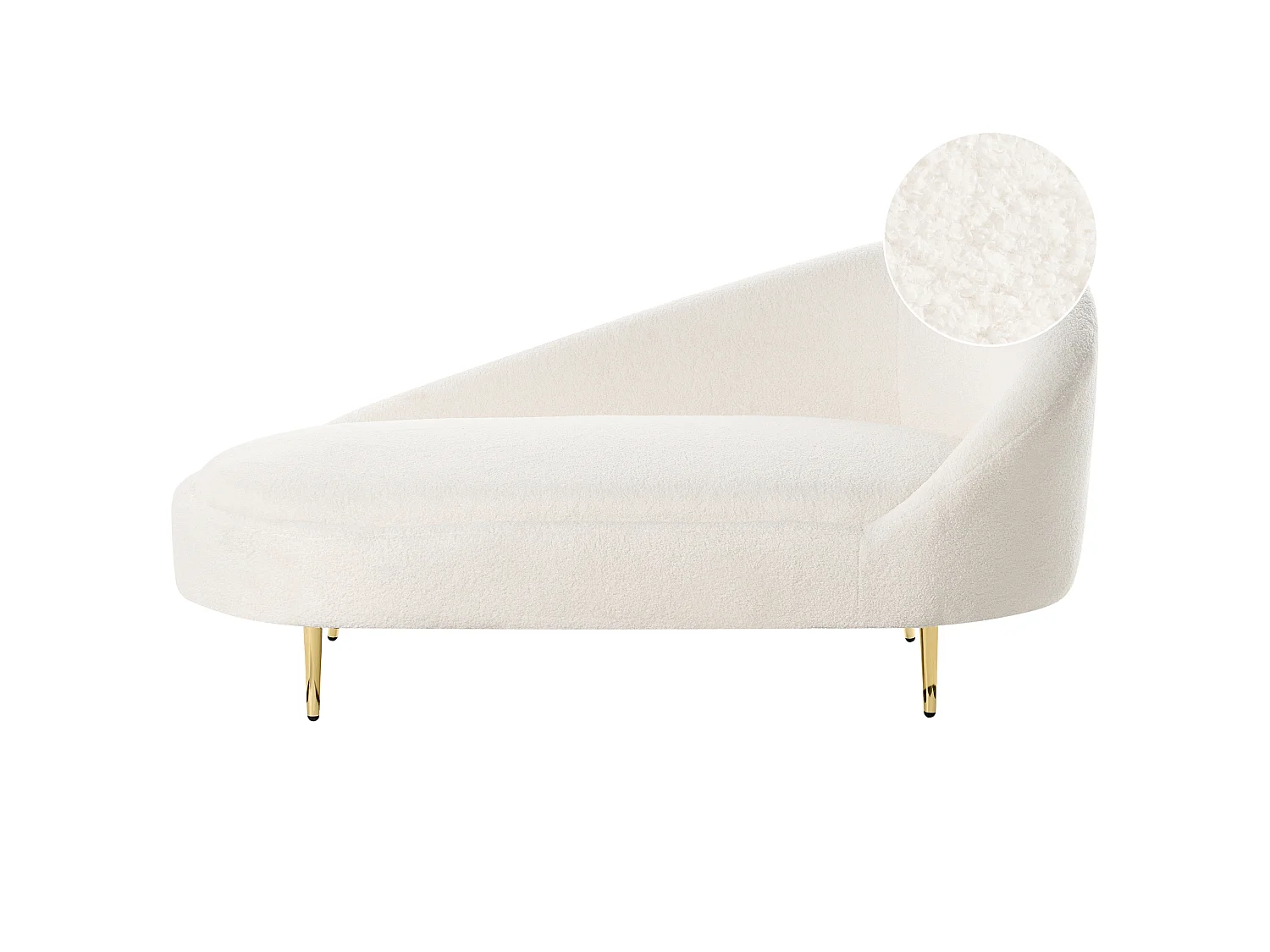 Chaise longue derecho VALREAS Bouclé Blanco crema
