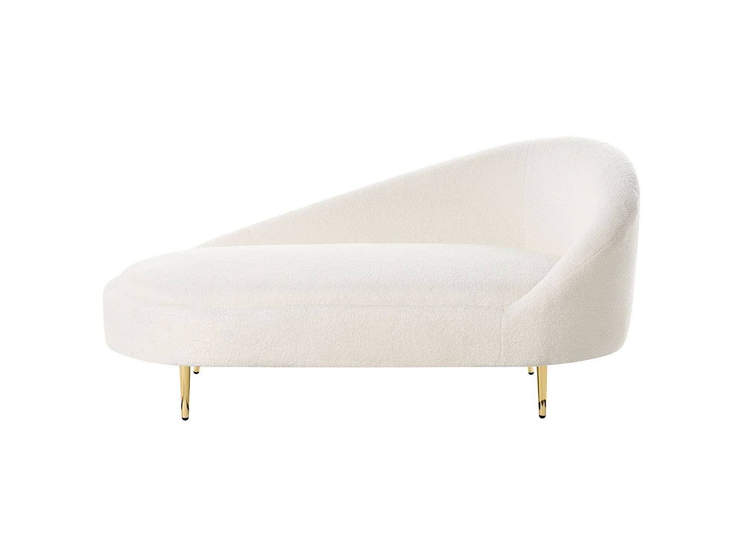 Chaise longue derecho VALREAS Bouclé Blanco crema