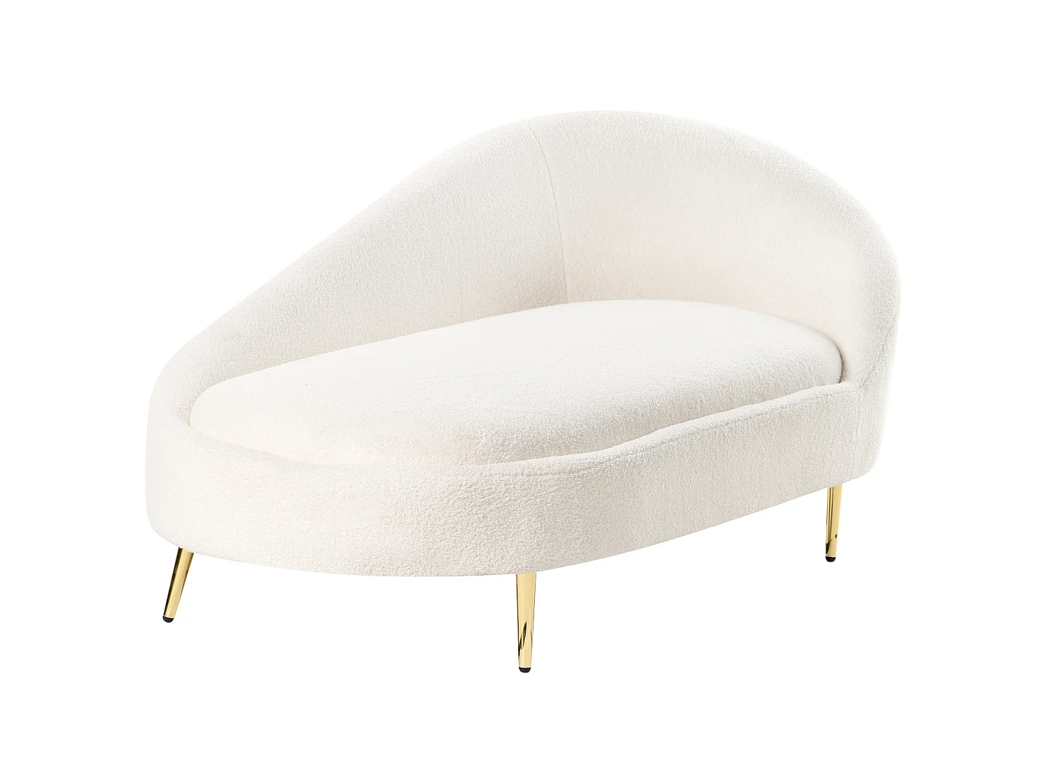 Chaise longue derecho VALREAS Bouclé Blanco crema