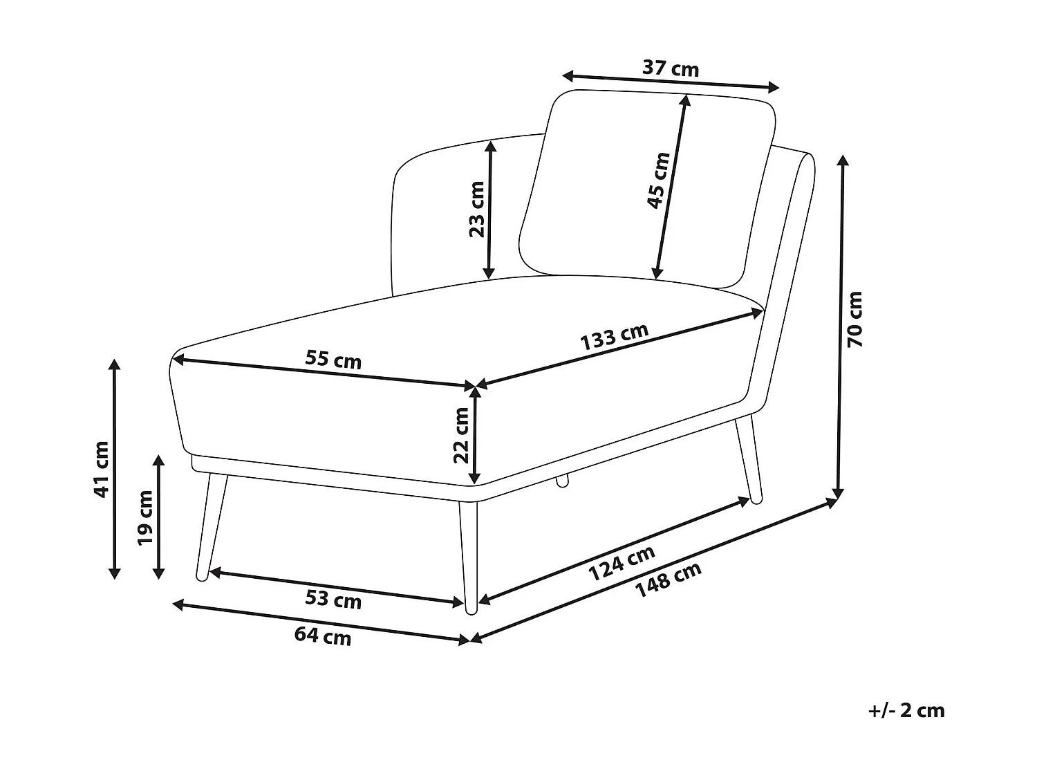 Szezlong prawostronny ARTHEZE Ciemnoszary