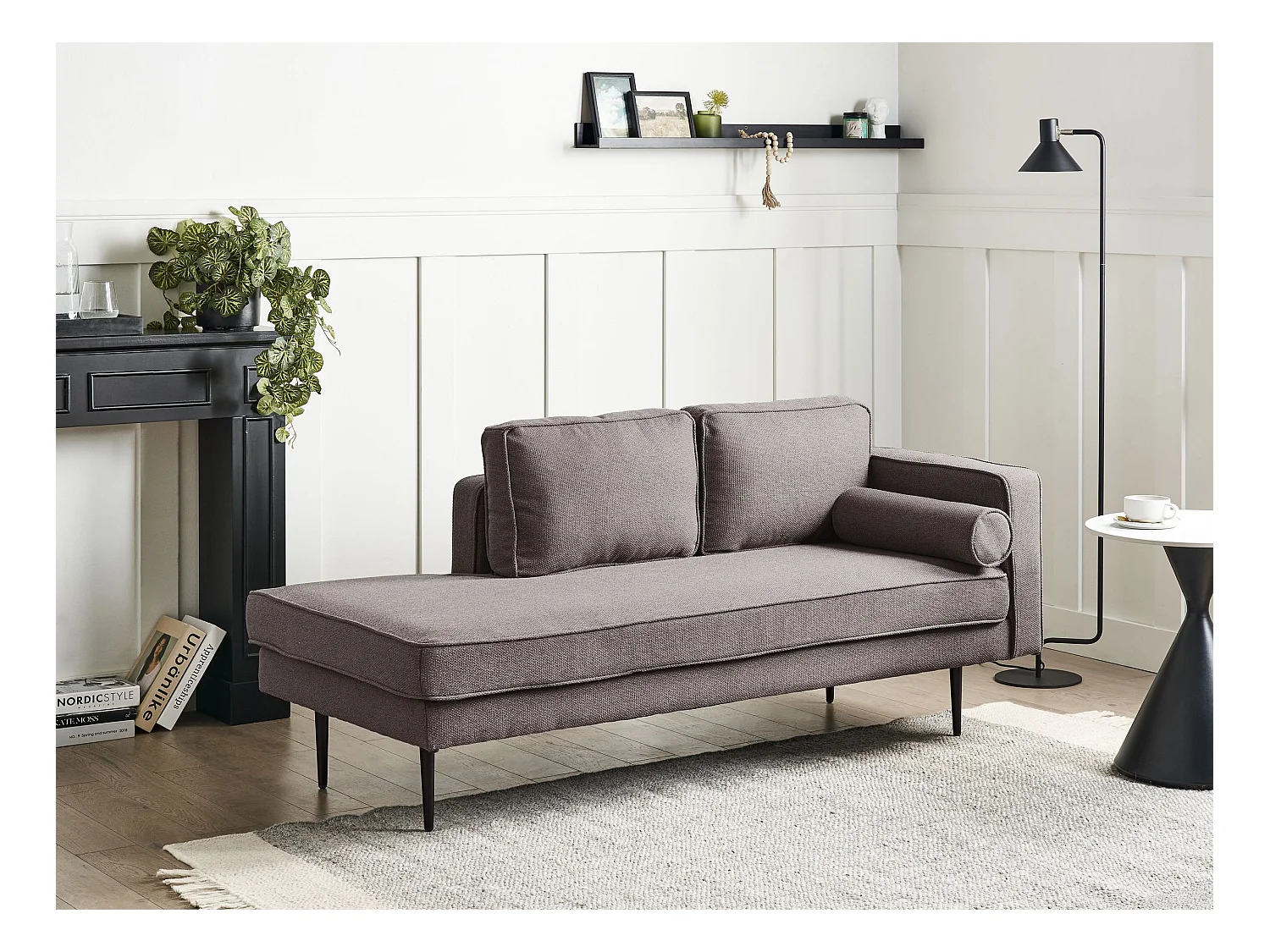 Chaise longue côté droit MIRAMAS Tissu Marron