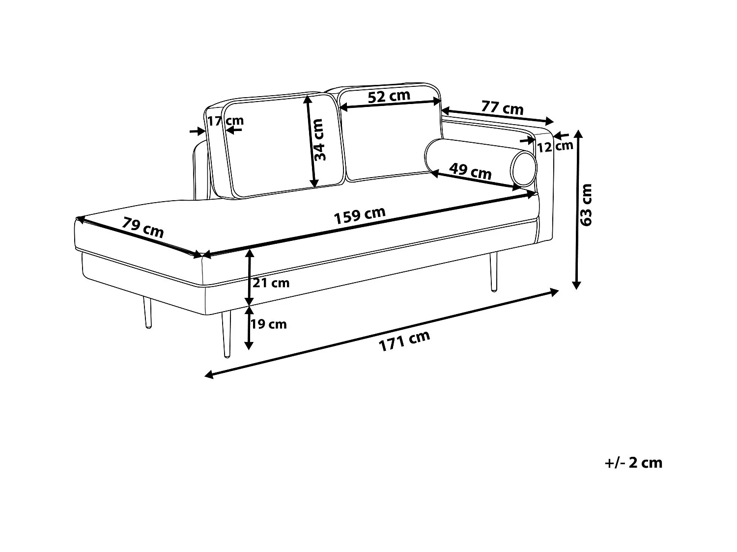 Chaise longue côté droit MIRAMAS Tissu Marron
