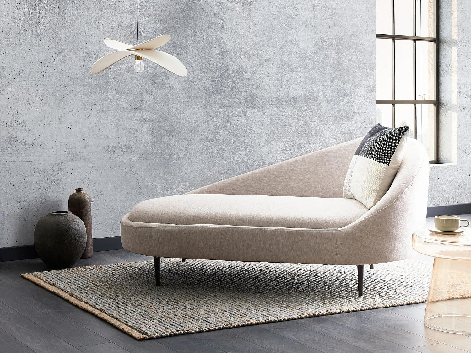 Chaise longue côté droit VALREAS Tissu Taupe