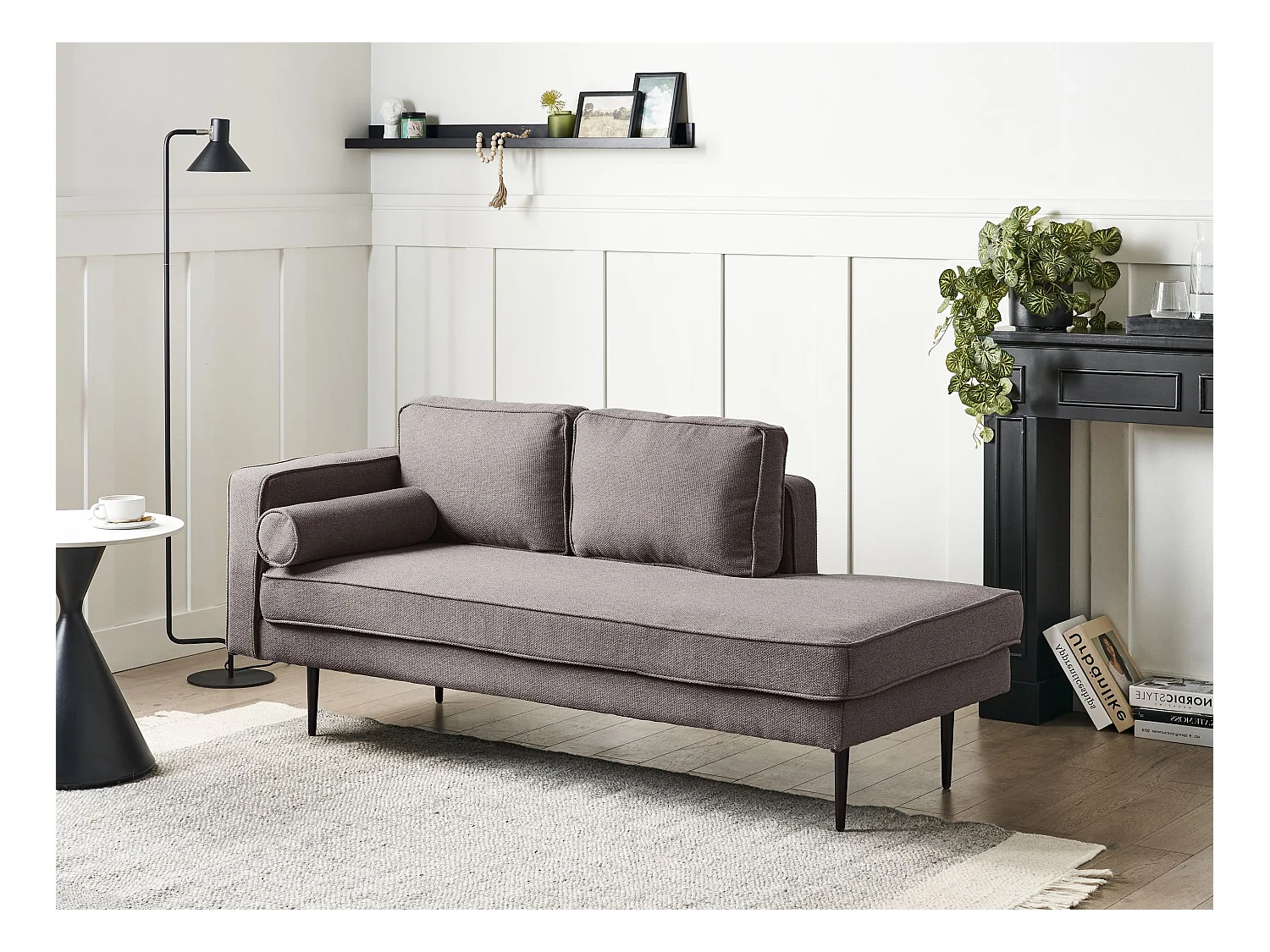 Chaise longue côté droite MIRAMAS Tissu Marron