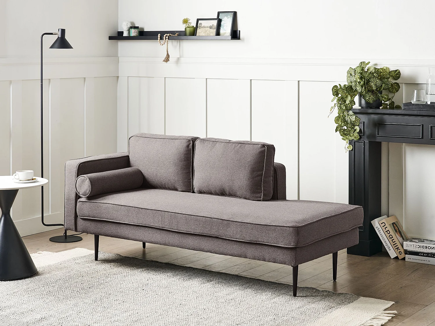 Chaise longue côté droite MIRAMAS Tissu Marron