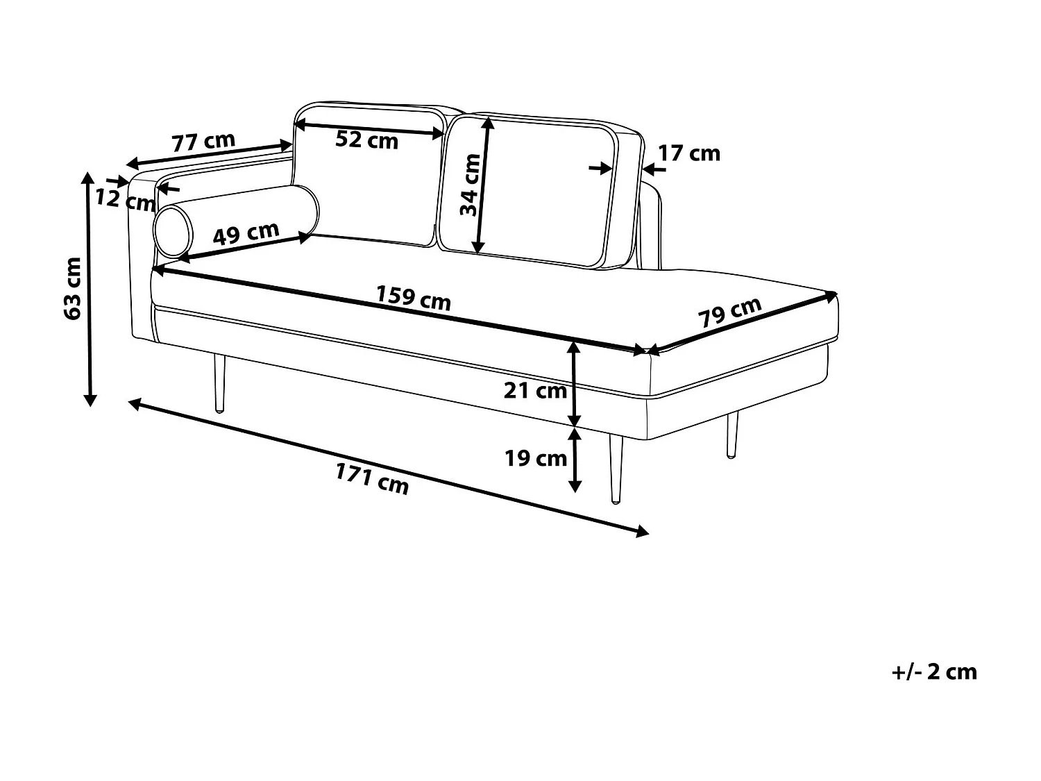 Chaise longue côté droite MIRAMAS Tissu Marron