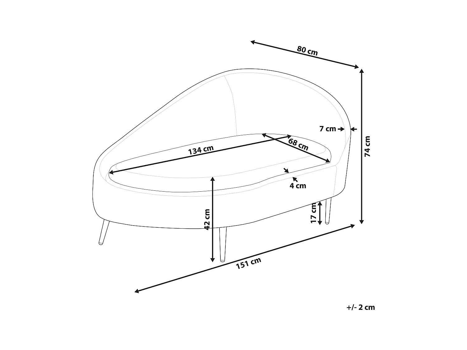 Chaise longue côté droit VALREAS Tissu Orange