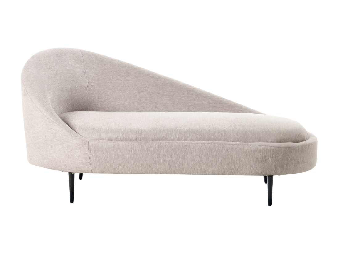 vente unique Chaise longue à droite en tissu taupe VALREAS