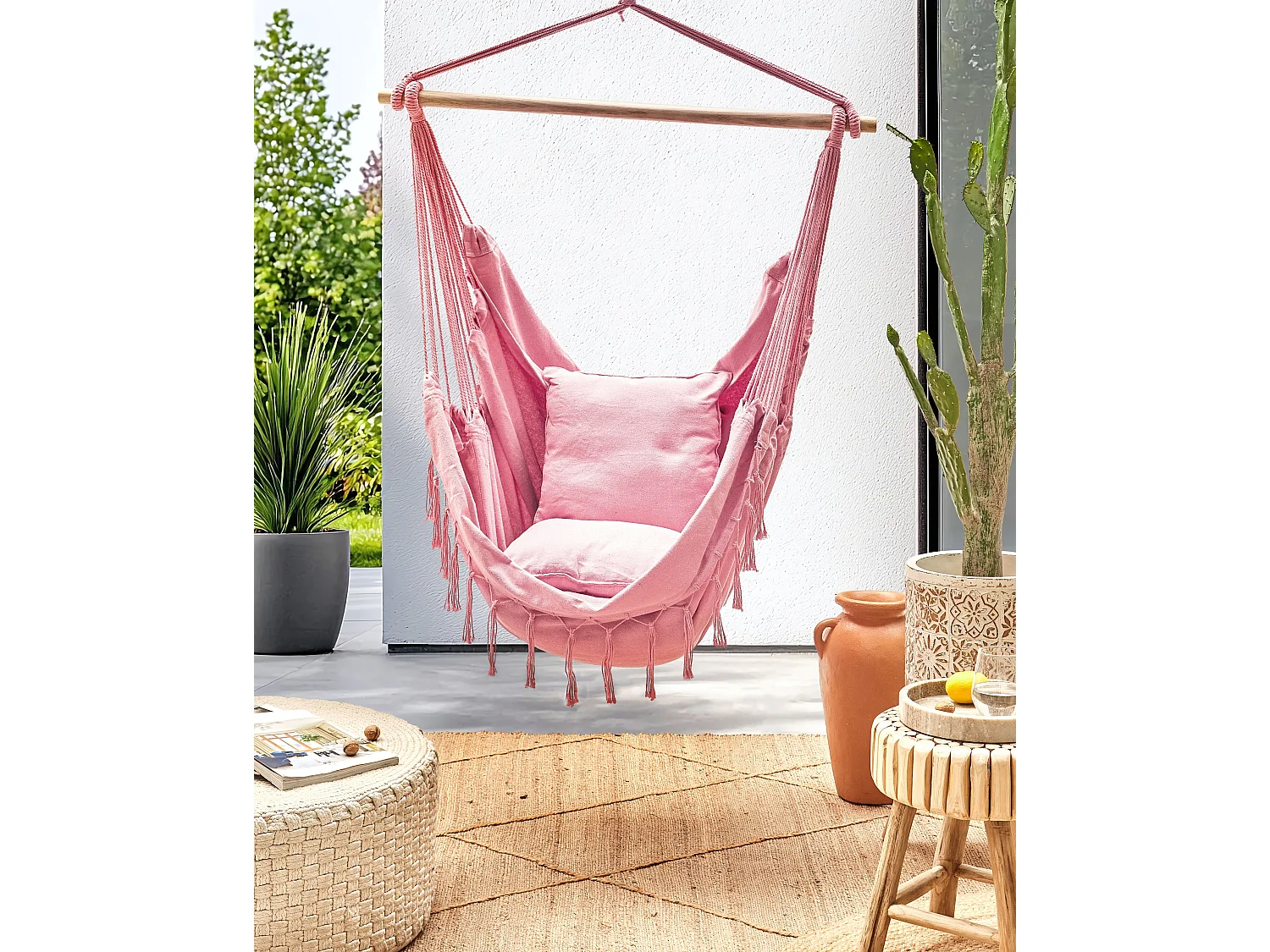 Hamac suspendu en coton rose BONEA
