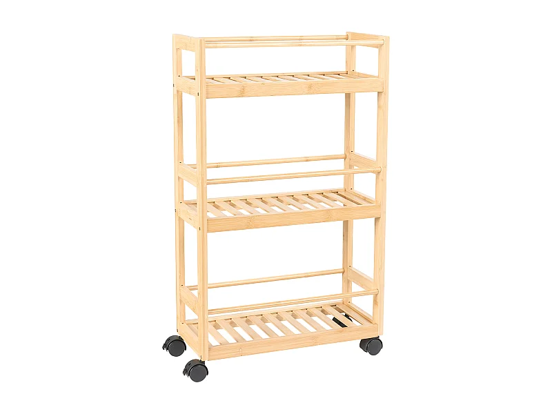 Carrinho para casa de banho em madeira clara de bambu QUINTAY
