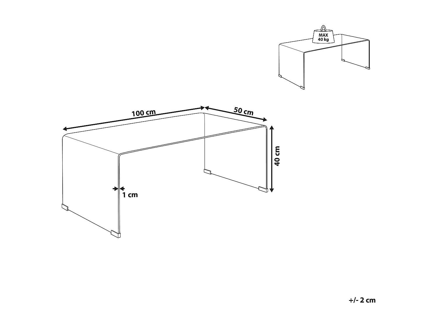 Table basse KENDALL Verre de sécurité Marron