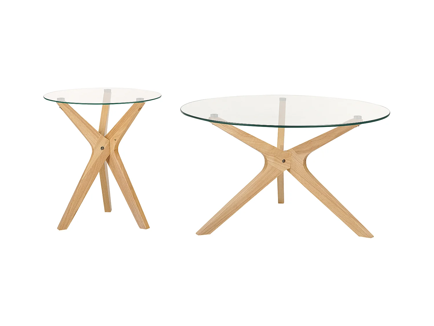 Lot de 2 tables basses VALLEY Verre de sécurité Marron clair