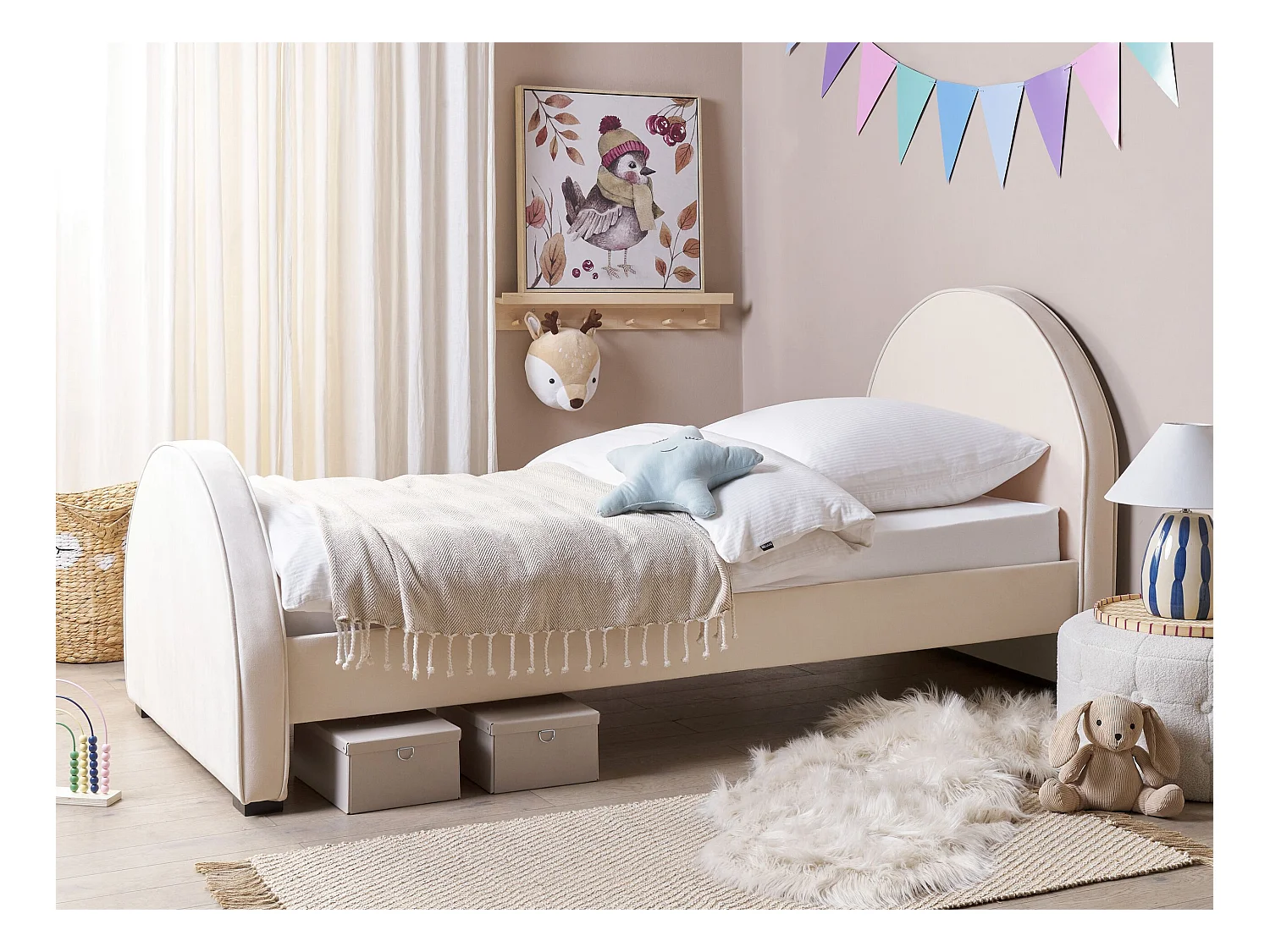 Lit d'enfant Velours NOZAY 90 x 200 cm Beige