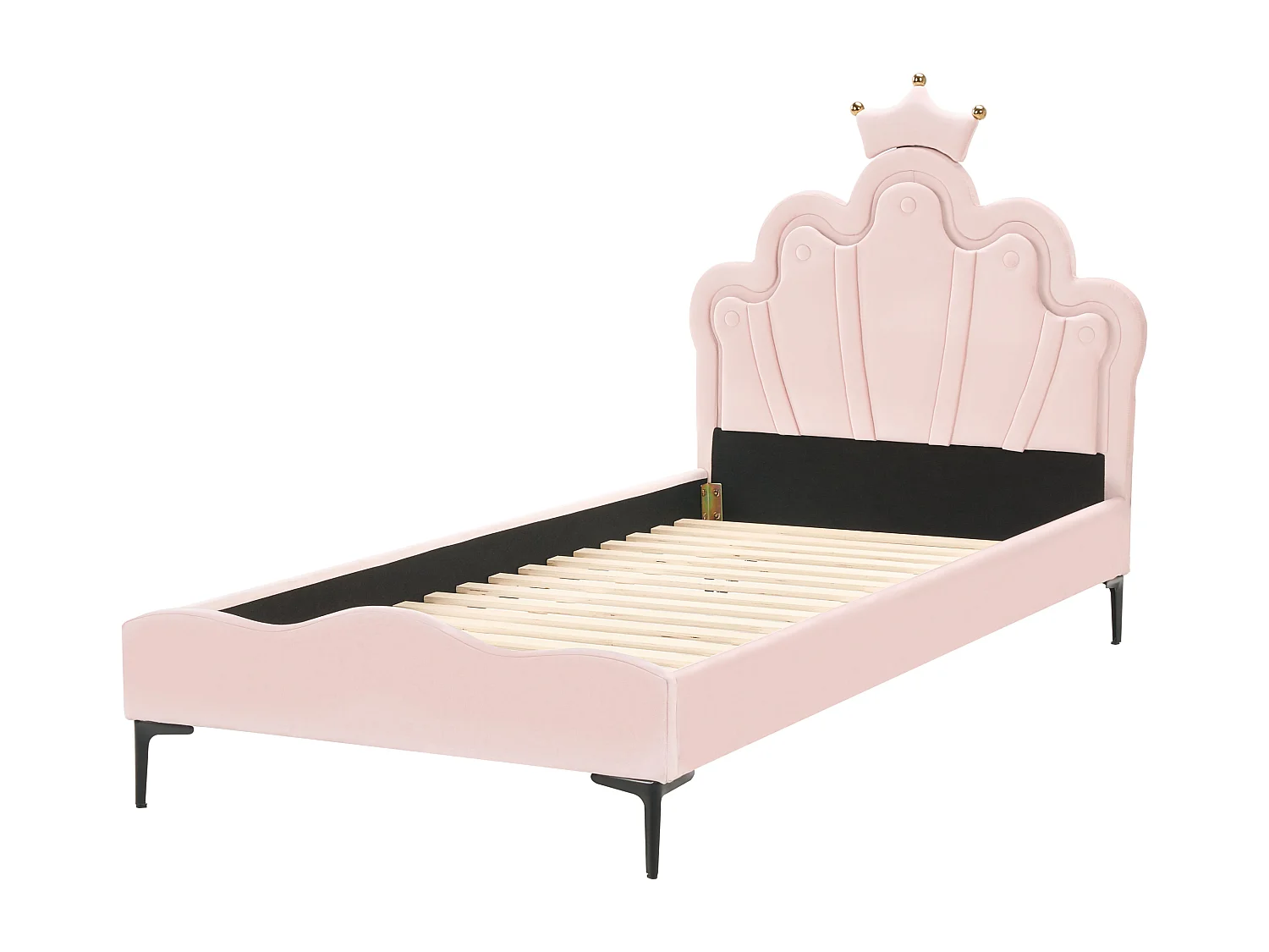 Polsterbett Samtstoff rosa Lattenrost 90 x 200 cm LED-Beleuchtung bunt RUBIAN