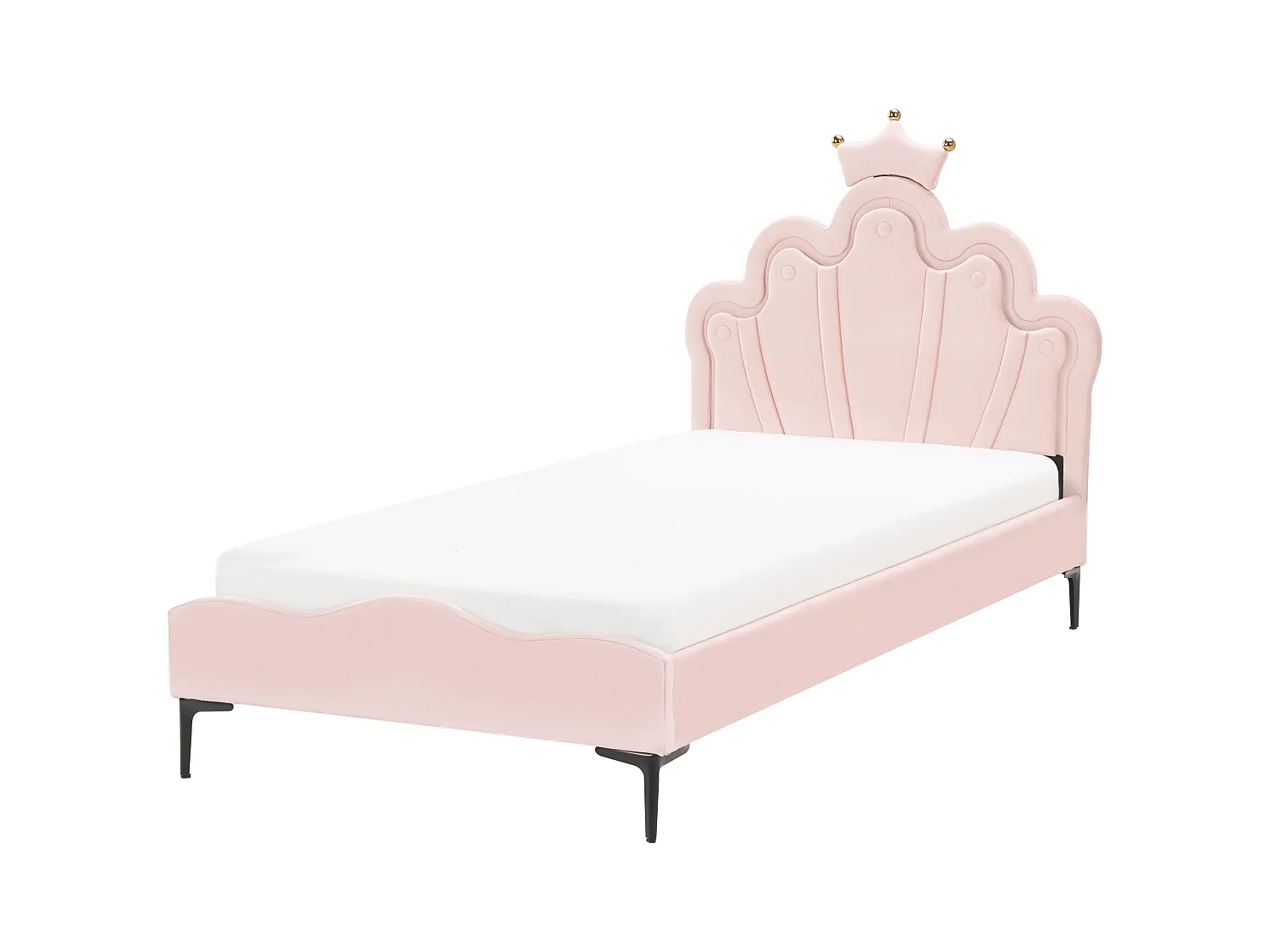 Polsterbett Samtstoff rosa Lattenrost 90 x 200 cm LED-Beleuchtung bunt RUBIAN
