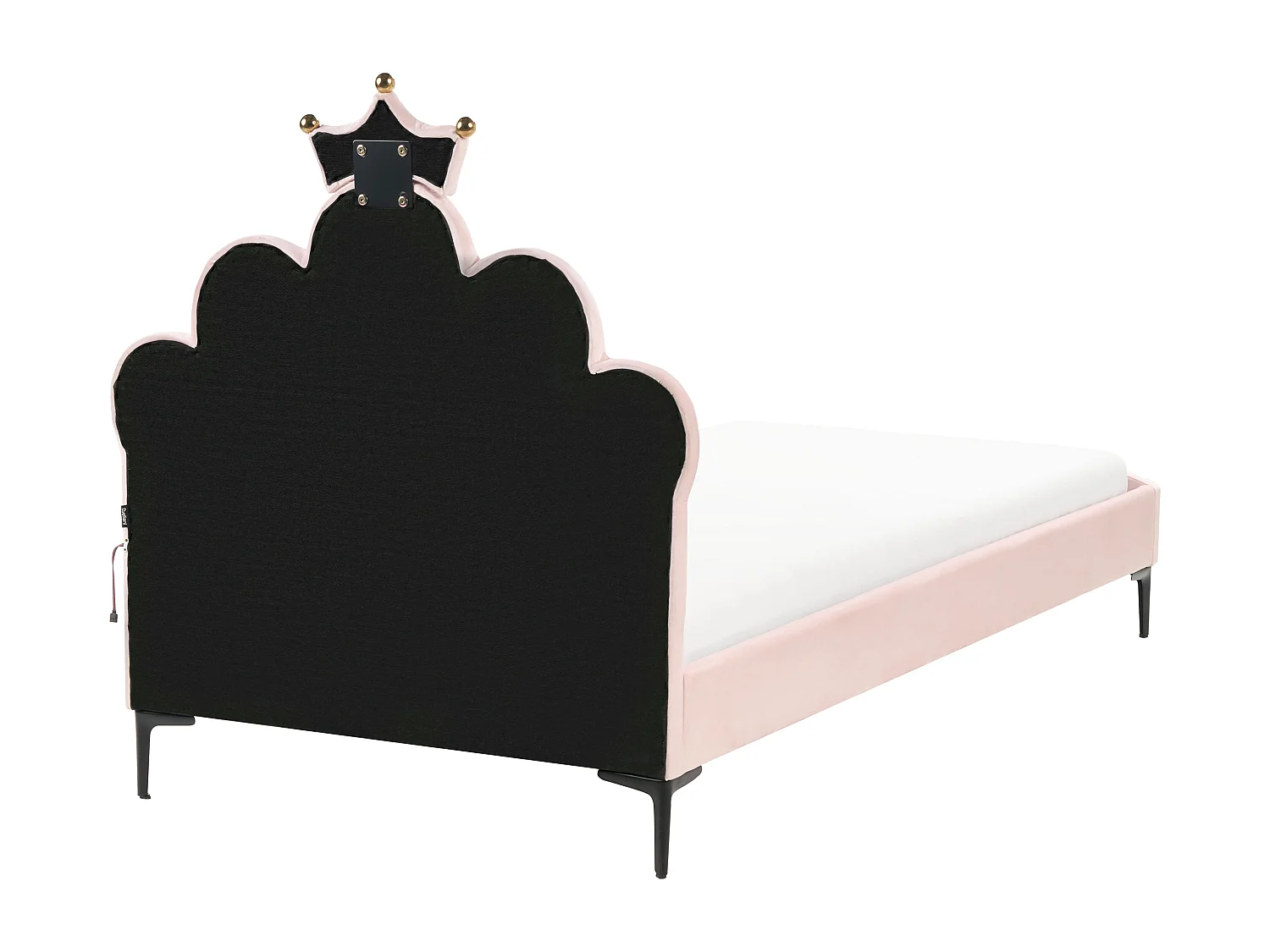 Polsterbett Samtstoff rosa Lattenrost 90 x 200 cm LED-Beleuchtung bunt RUBIAN