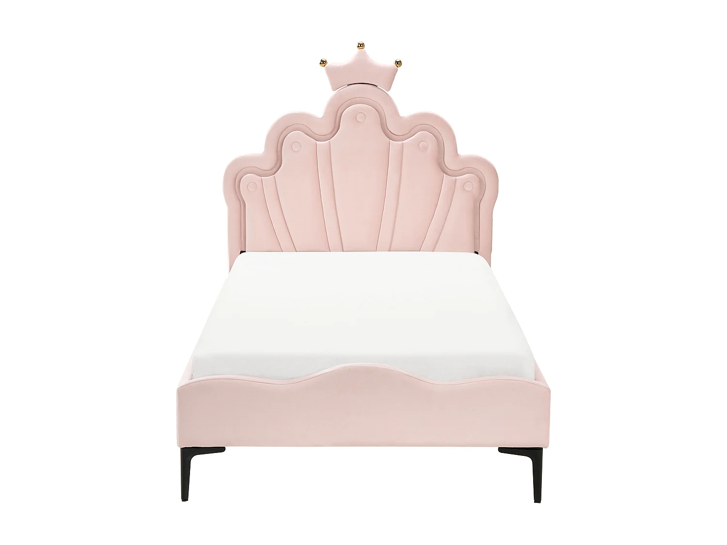 Lit d'enfant Couronne Velours RUBIAN 90 x 200 cm Avec des lumières LEDs Rose