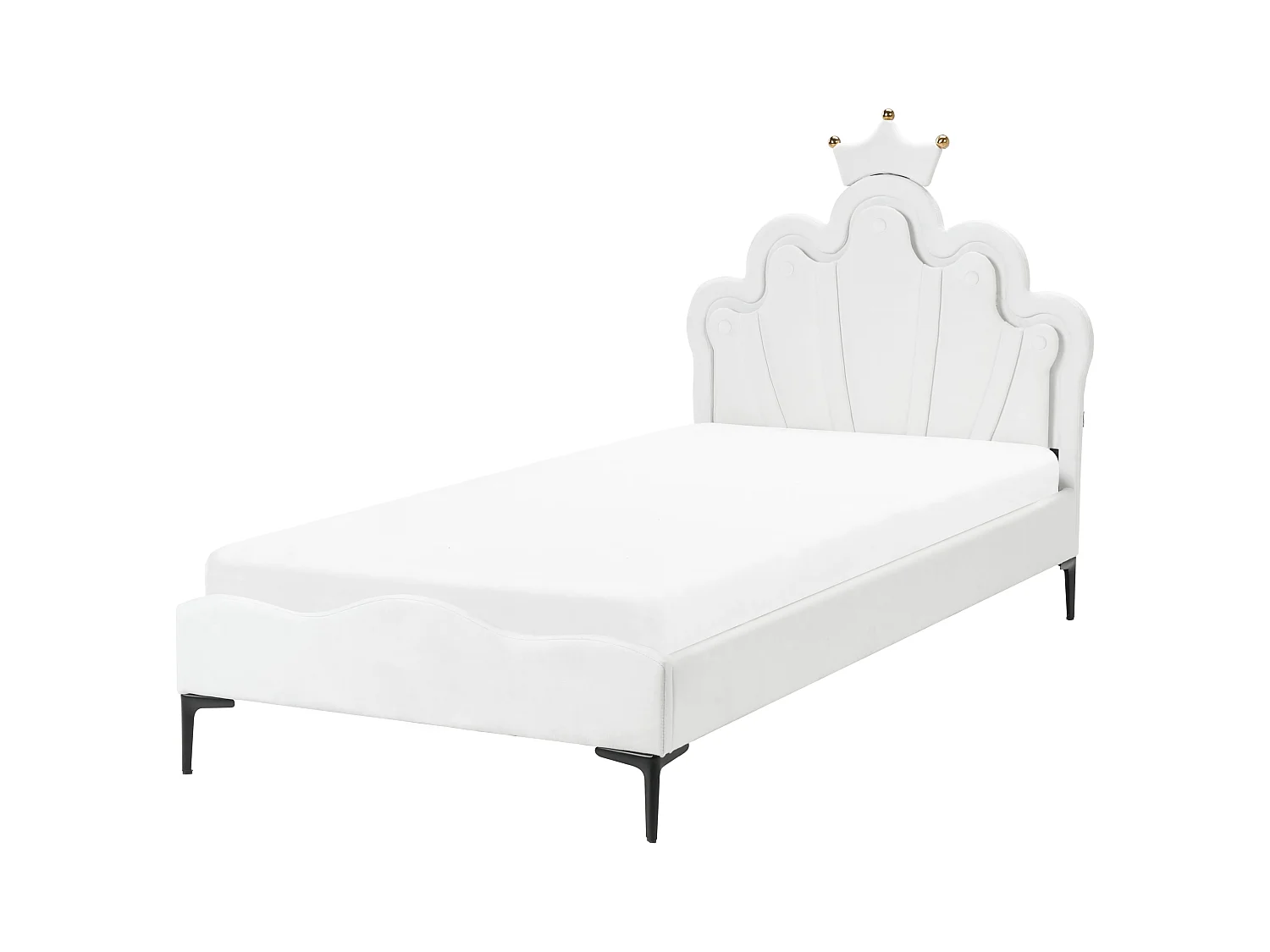 Polsterbett Samtstoff weiss Lattenrost 90 x 200 cm LED-Beleuchtung bunt RUBIAN