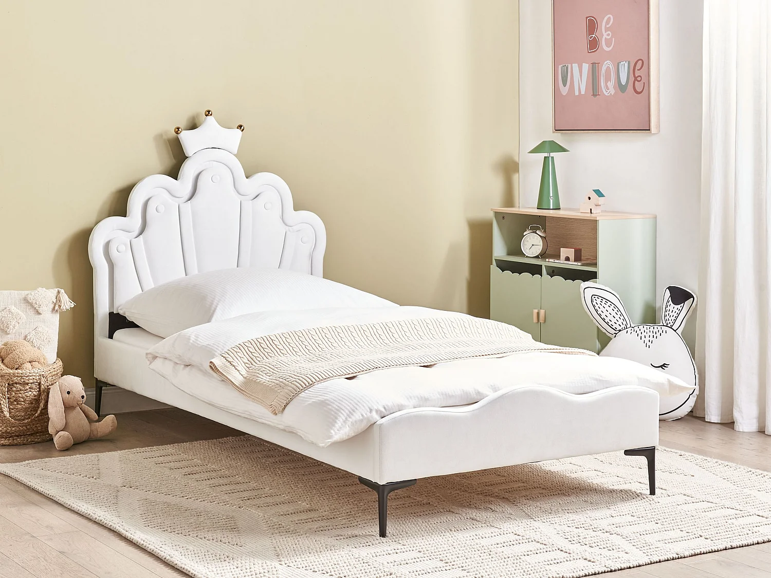 Bed met LED fluweel wit 90 x 200 cm RUBIAN