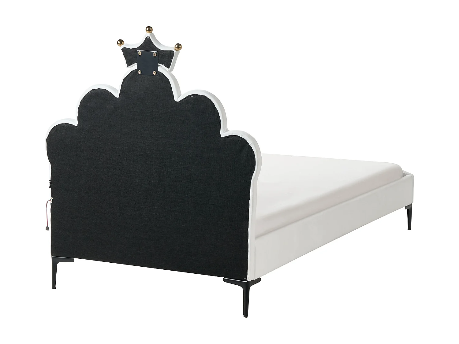 Lit d'enfant Couronne Velours RUBIAN 90 x 200 cm Avec des lumières LEDs Blanc