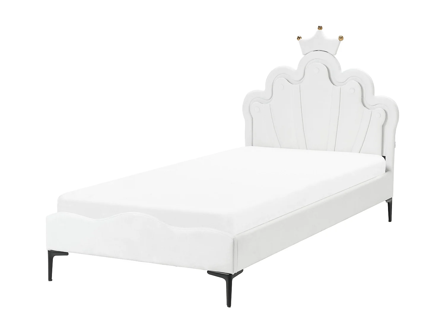 Lit simple LED en velours blanc 90 x 200 cm RUBIAN