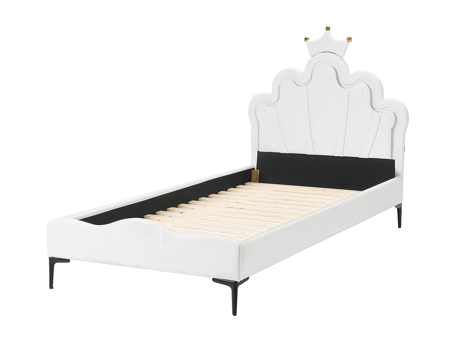 Lit simple LED en velours blanc 90 x 200 cm RUBIAN