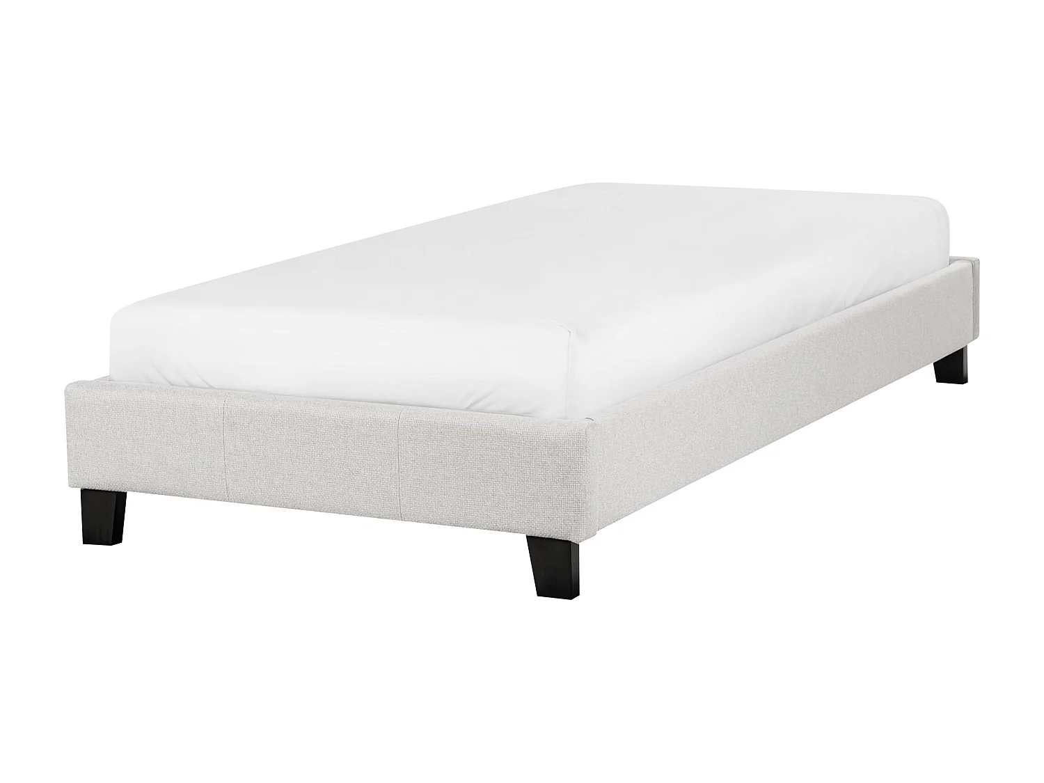 Lit sans tête de lit Tissu ROANNE 90 x 200 cm Gris clair