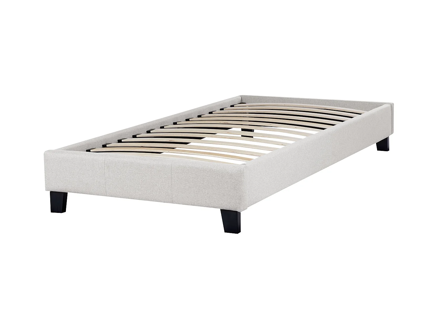 Lit sans tête de lit Tissu ROANNE 90 x 200 cm Gris clair