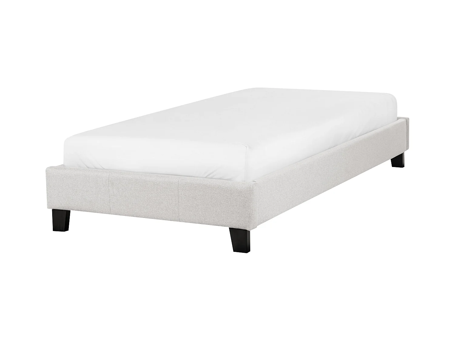 Polsterbett Stoffbezug grau Einzelbett mit Lattenrost 90x200 cm Skandi Roanne