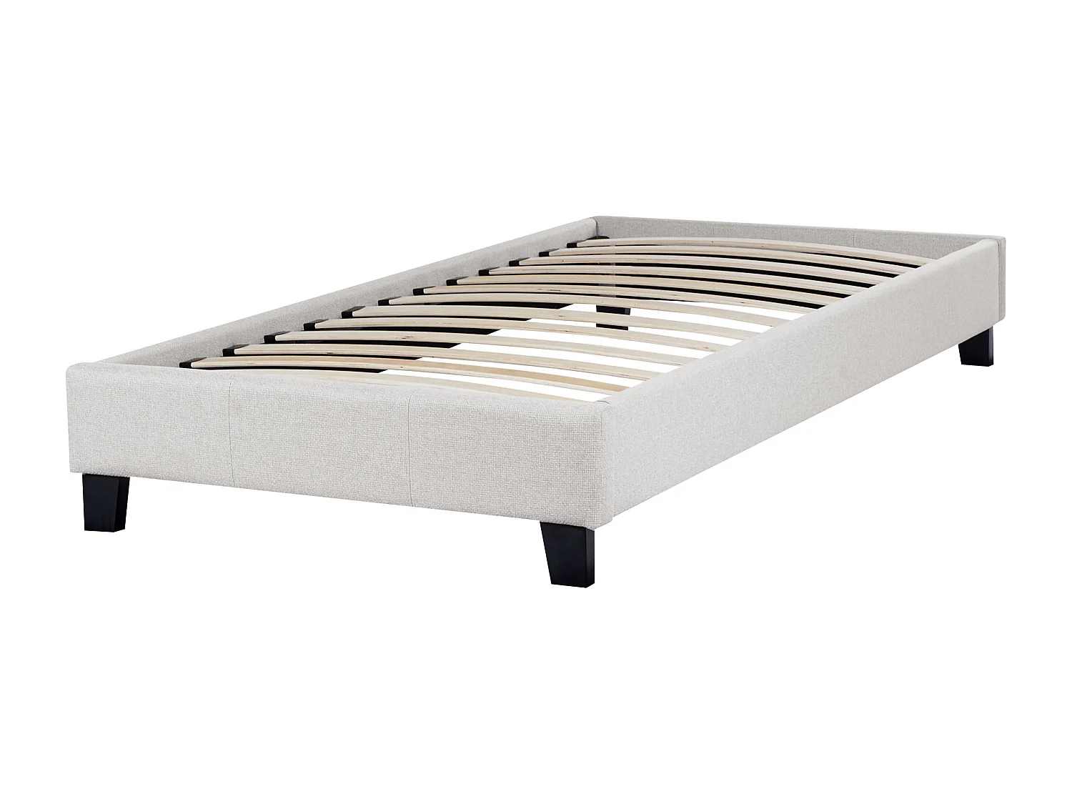 Lit sans tête de lit Tissu ROANNE 90 x 200 cm Gris clair