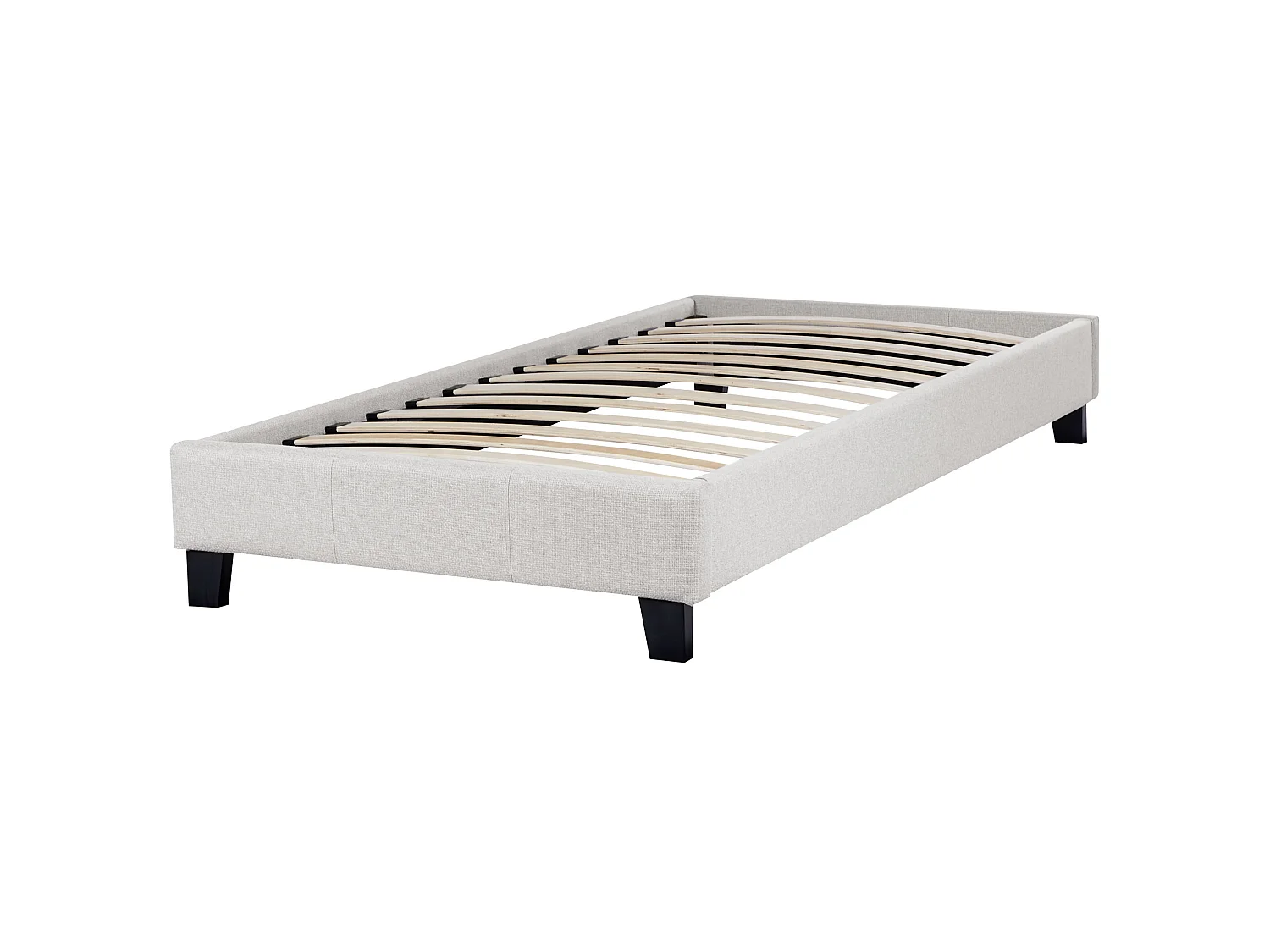 Bed without Headboard Fabric ROANNE 90 x 200 cm (EU Single) Light Grey