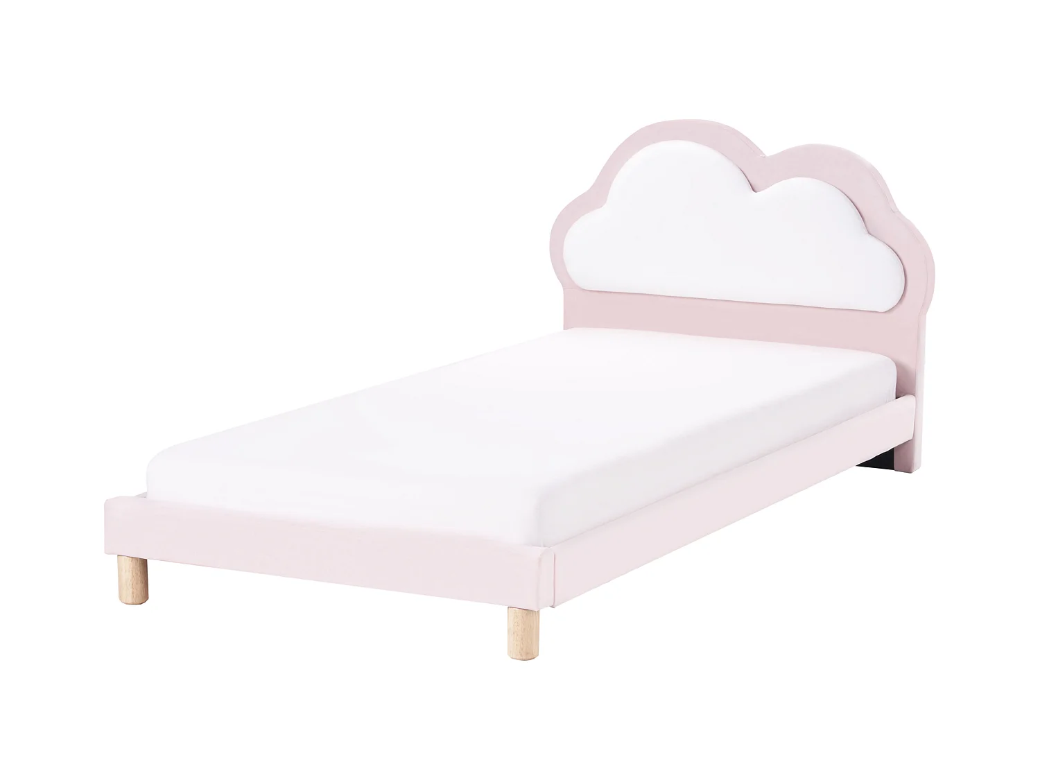Polsterbett Samtstoff rosa / weiss Lattenrost 90 x 200 cm MAZOU