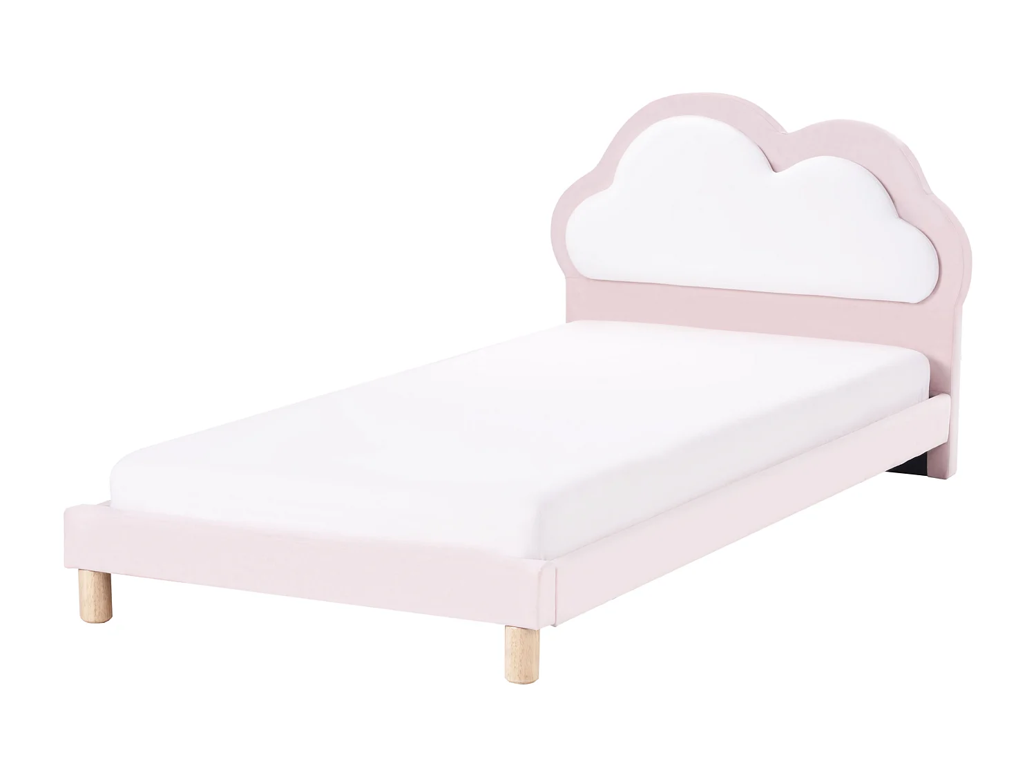Lit d'enfant Nuage Velours MAZOU 90 x 200 cm Rose