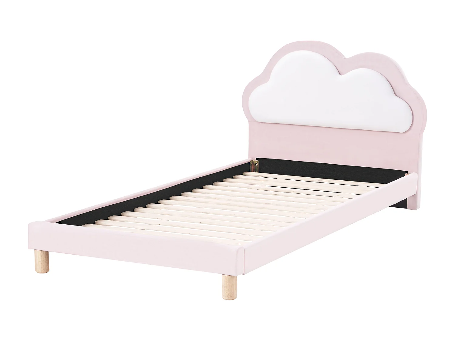 Lit d'enfant Nuage Velours MAZOU 90 x 200 cm Rose