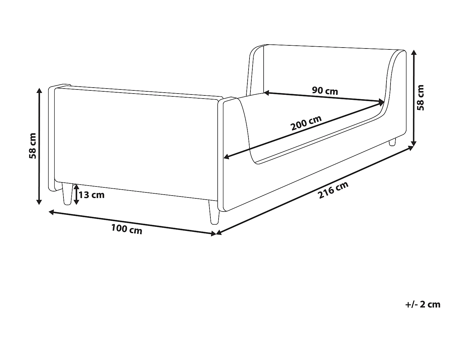 Bed bouclé wit 90 x 200 cm LAYE