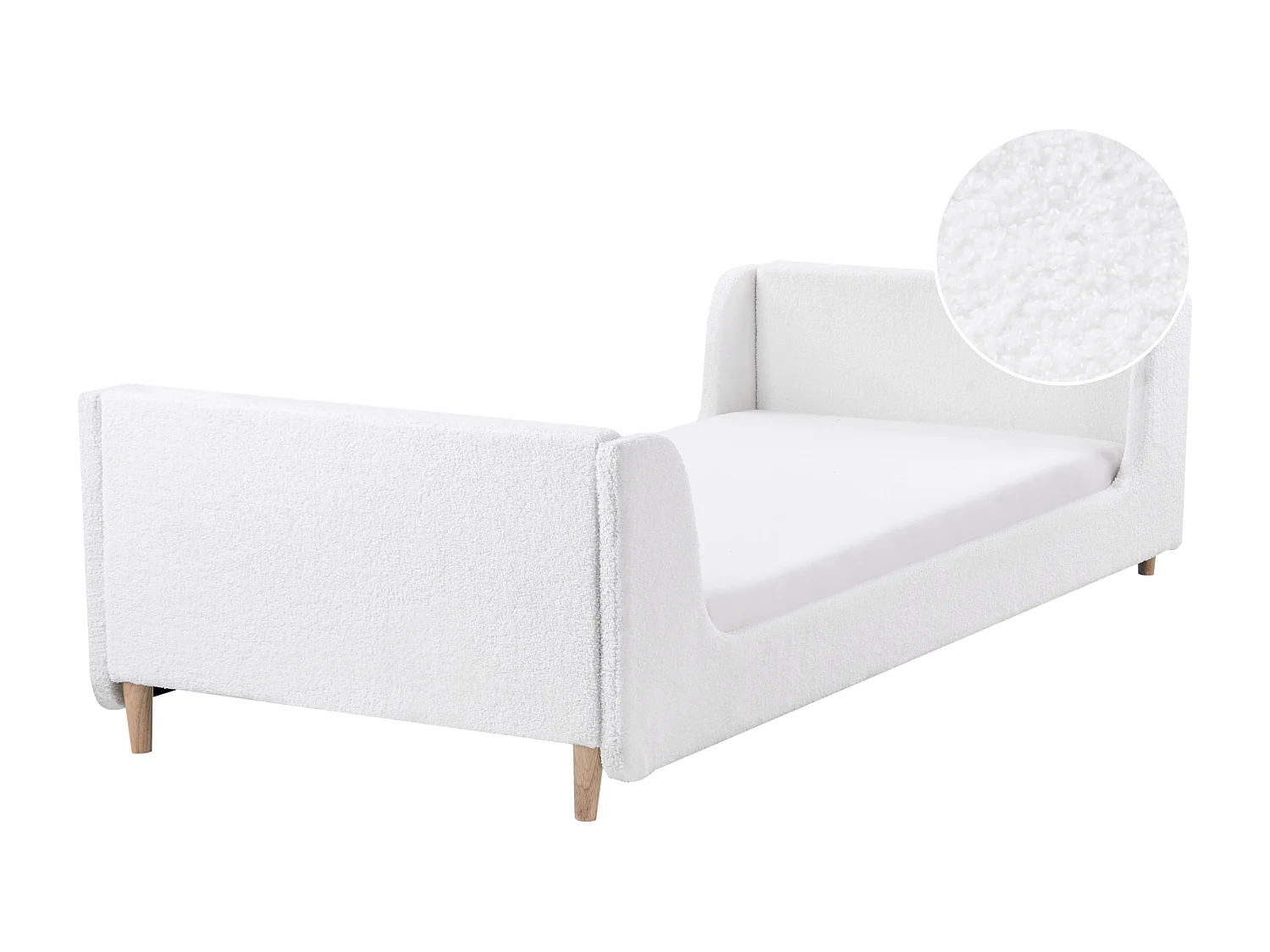 Lit simple en bouclé blanc cassé 90 x 200 cm LAYE