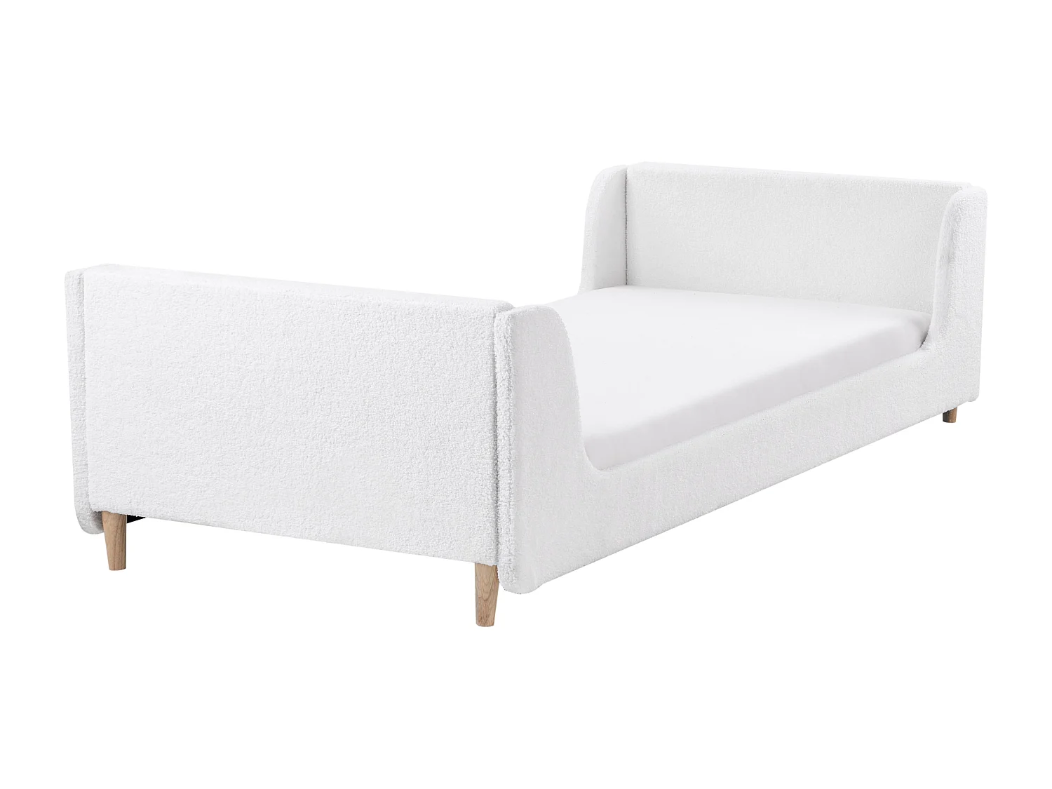 Lit simple en bouclé blanc cassé 90 x 200 cm LAYE