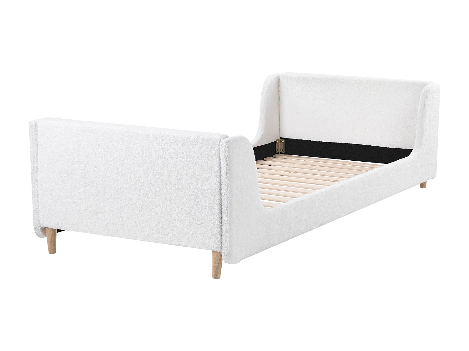 Lit simple en bouclé blanc cassé 90 x 200 cm LAYE