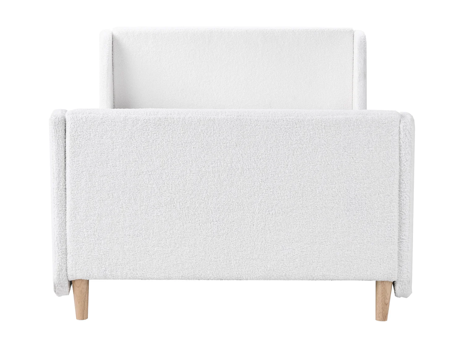 Lit simple en bouclé blanc cassé 90 x 200 cm LAYE