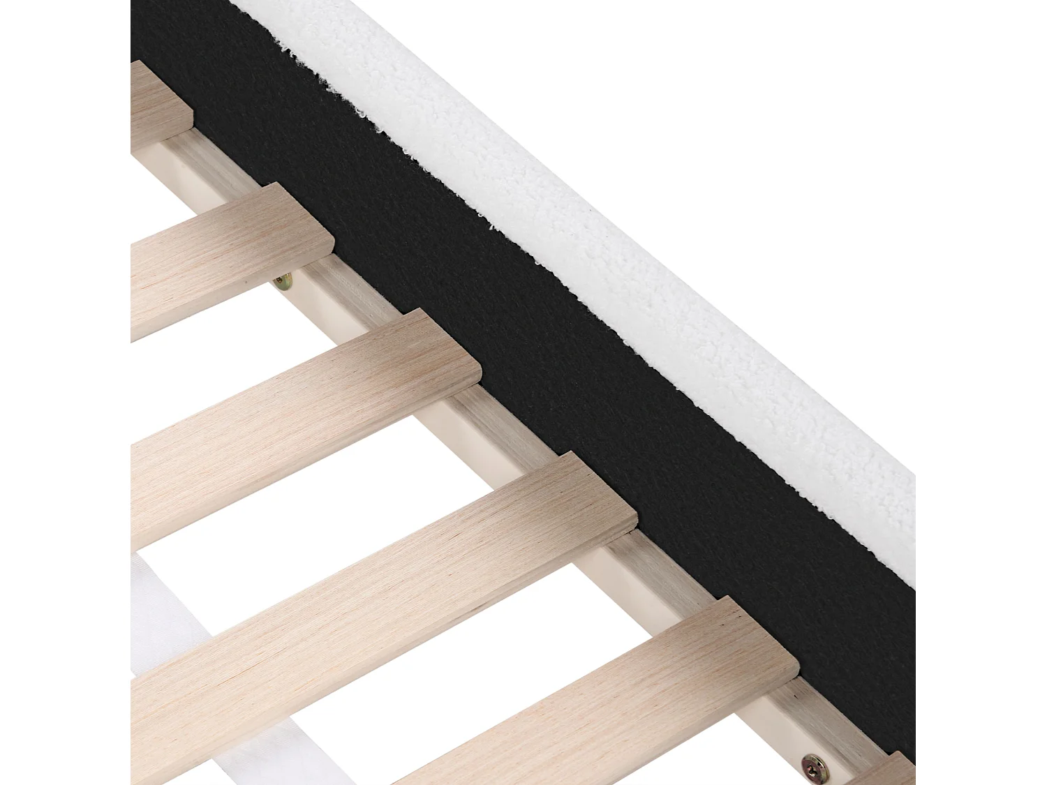 Lit simple en bouclé blanc cassé 90 x 200 cm LAYE