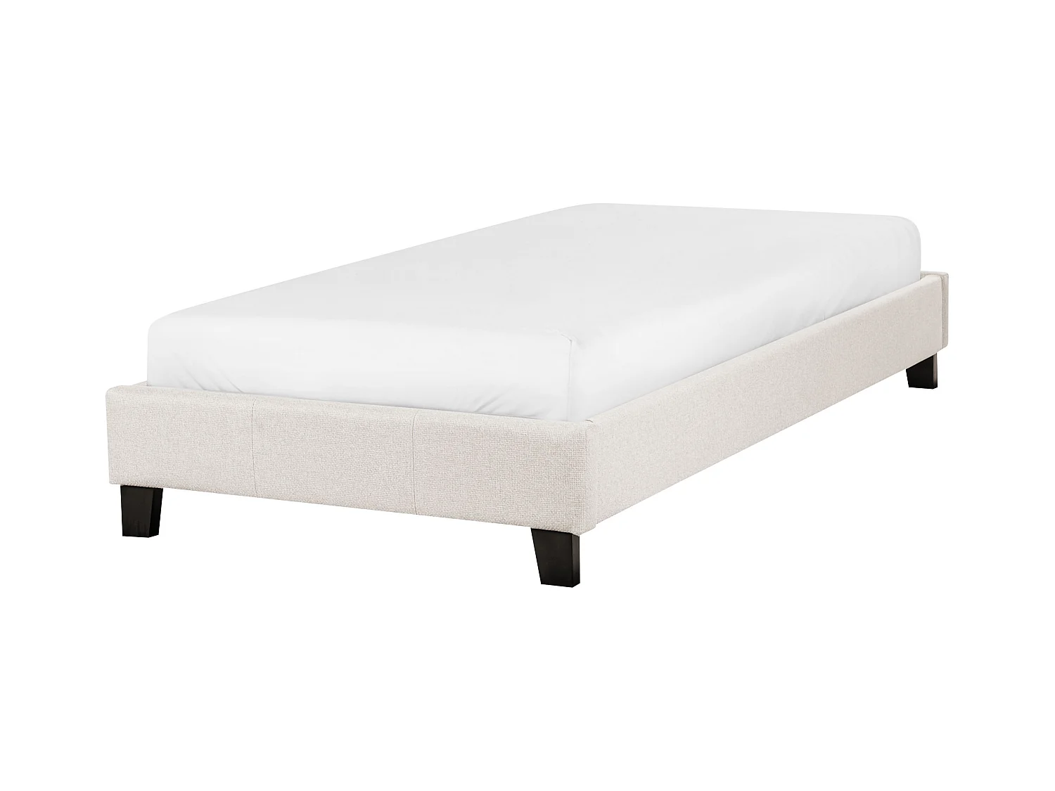 Lit sans tête de lit Tissu ROANNE 90 x 200 cm Beige clair