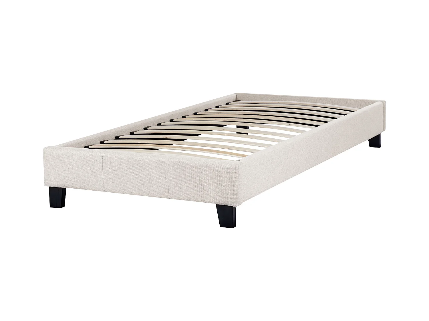 Lit sans tête de lit Tissu ROANNE 90 x 200 cm Beige clair